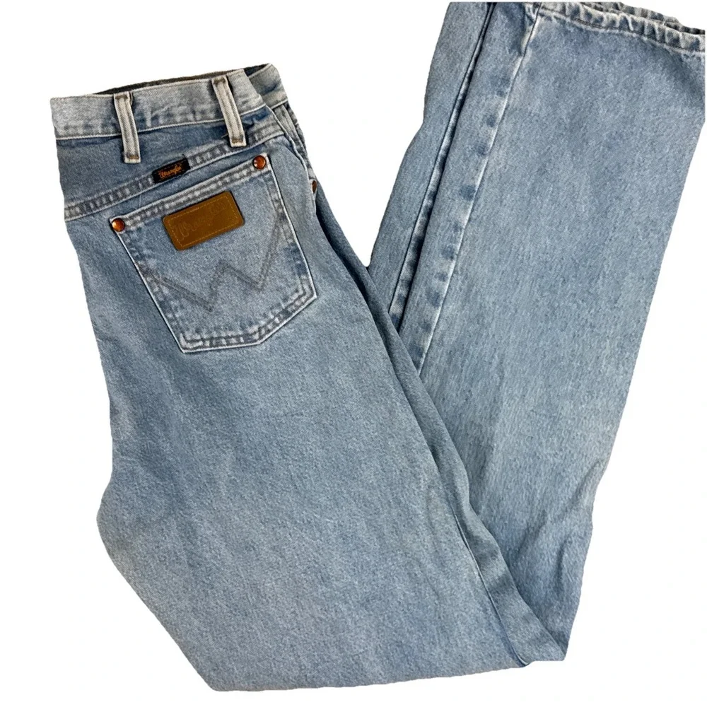 Wrangler 13MWZGH Jeans Men's 34x36 Light Wash Cowboy Cut Original Fit Straight